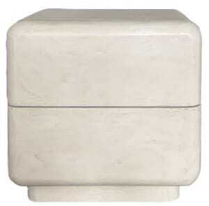 Mesa cabeceira 47*38*45H resina/MDF rugoso branco