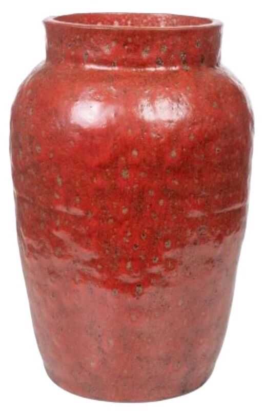 Pote alto vermelho rústico