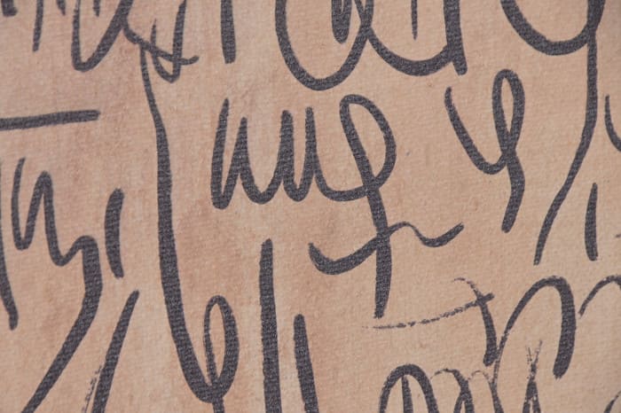 Quadro linho 140*4*100H rabiscos c/moldura