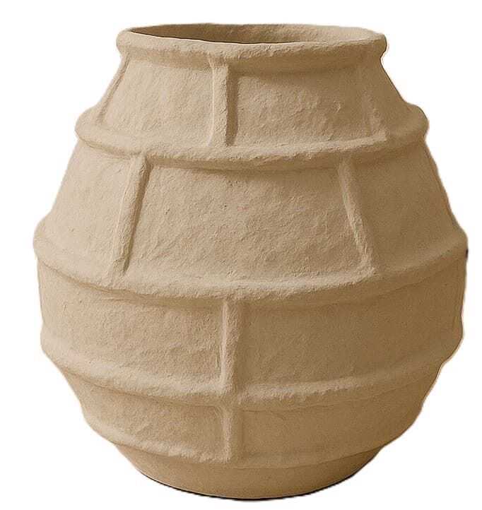 Vaso texturado D32*H35 papel maché bege