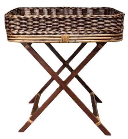 Mesa/tabuleiro rattan 54*18*70H pés cruzados
