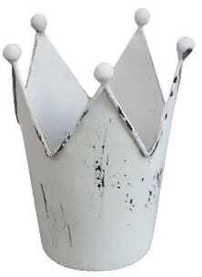 Vaso coroa 10,5*10,5*13H metal branco decapé