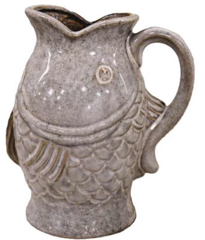 Jarra porcelana 21*13*H25 peixe cinz