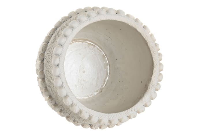 Vaso cimento 20*20*18H relevos branco