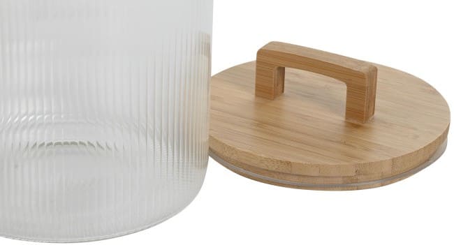 Pote vidro 16*16*H28 tampa bambú c pega