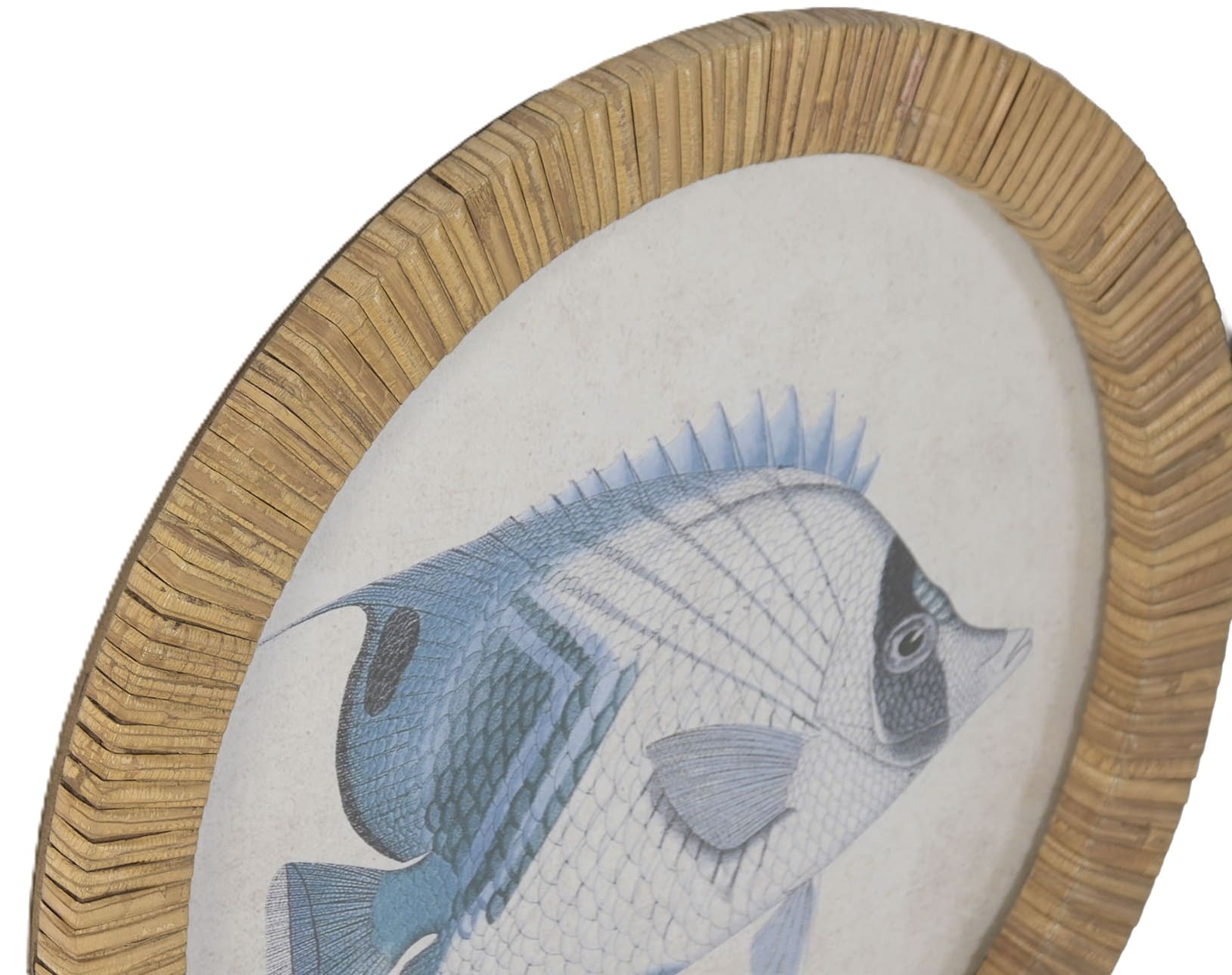 Quadro vidro/rattan D30*2cm peixes