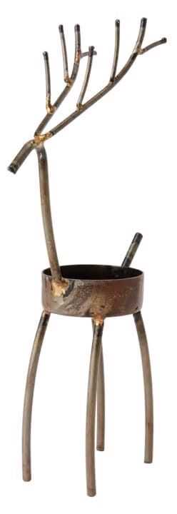 Castiçal metal rena 9*5*H19  enferrujado