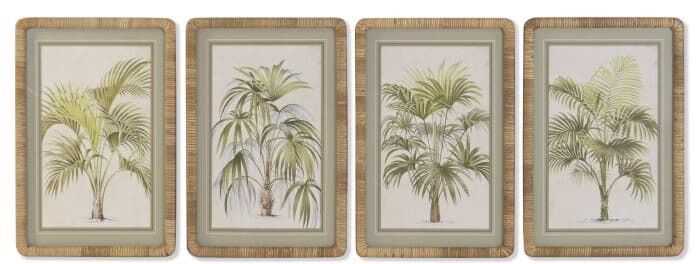 Quadro vidro/rattan 40*2,5*60 palmeiras