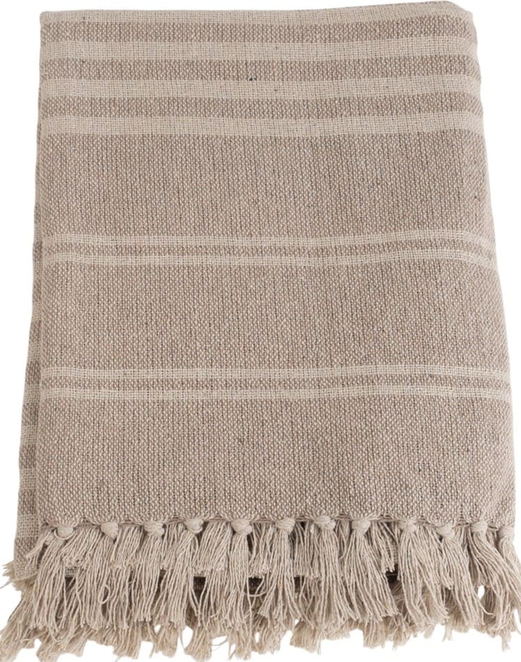 Manta algodão riscas 130*170 beige