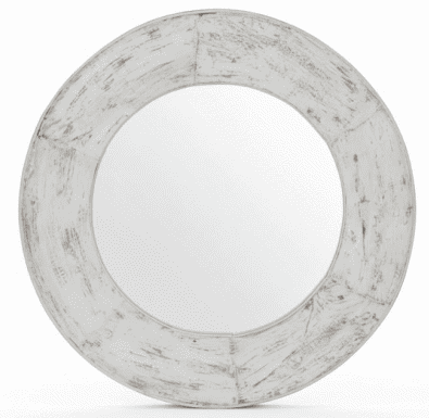 Espelho D143*3cm mad reciclada decapé branco