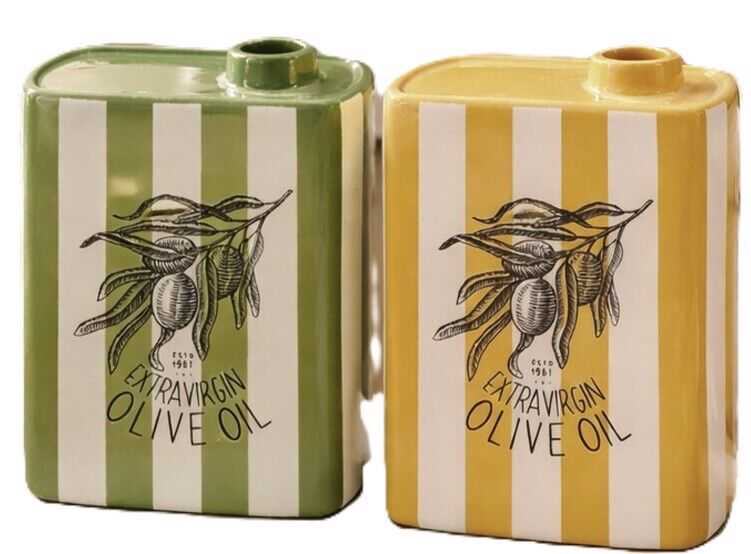 Pote -olive- 11,5*7*15H riscas cores cerâmica