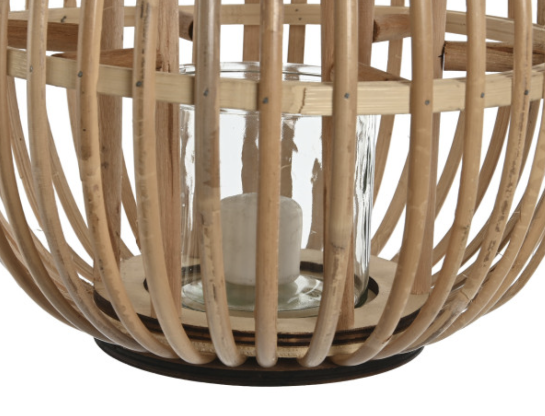 Lanterna rattan/vidro 28*28*26