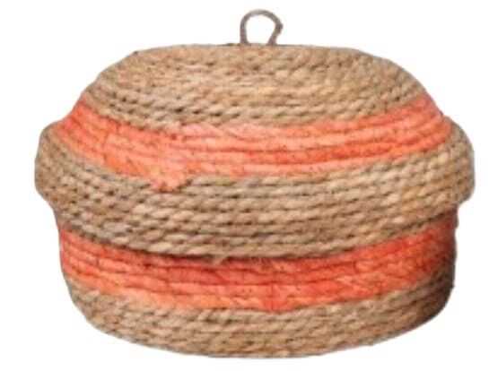 Cesto red c/tampa fibra natural/laranja