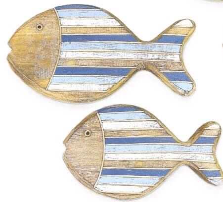 Base madeira peixe riscas 30cm