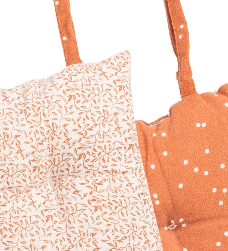 Almofada cadeira 40*40*4H algodão branc/laranja